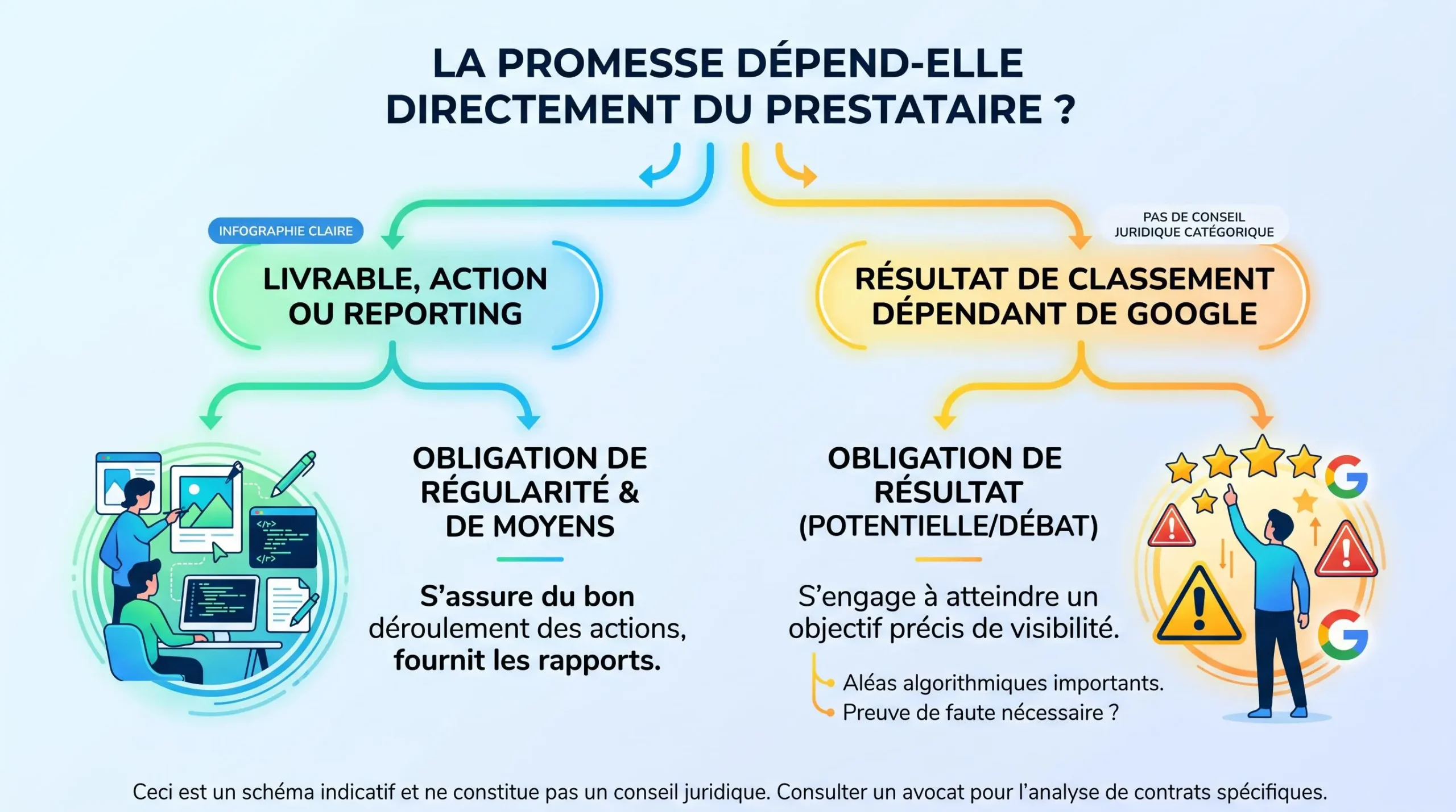 Arbre de décision pour évaluer une promesse SEO dans un devis ou un contrat