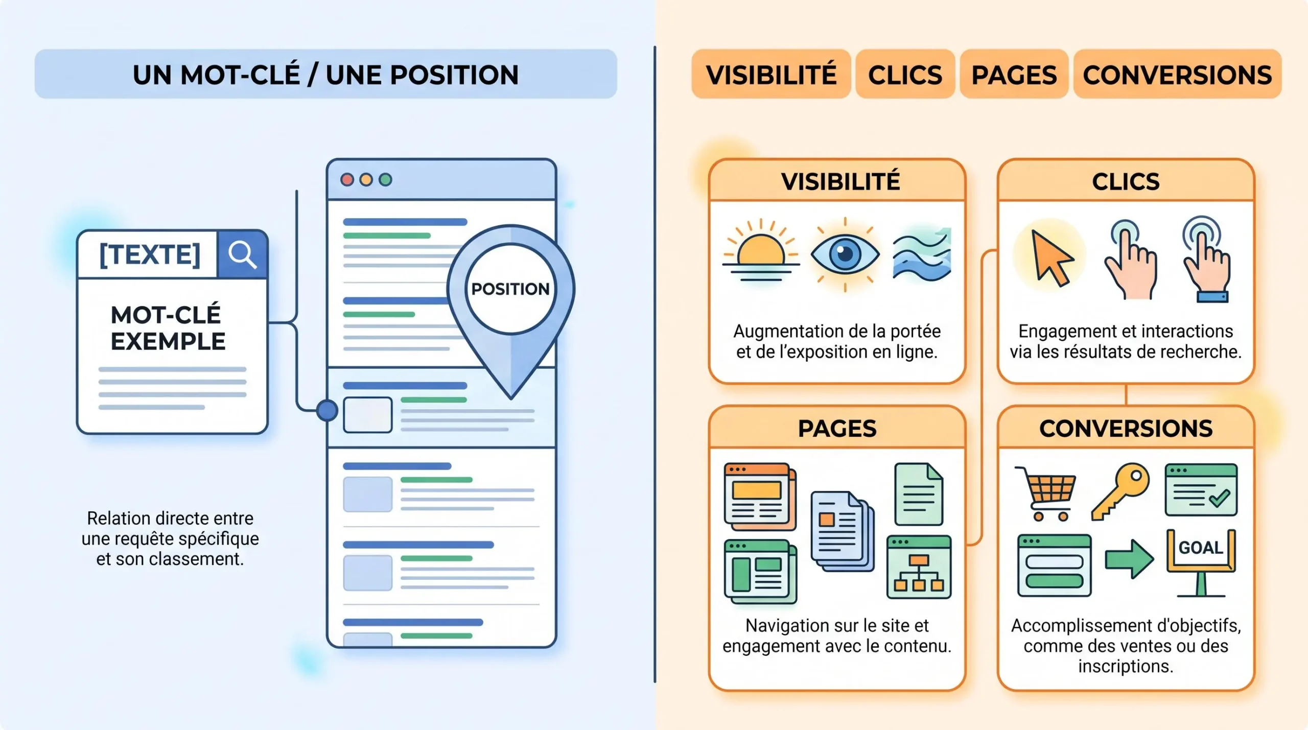 Comparaison entre suivi d'une seule position Google et suivi SEO multidimensionnel